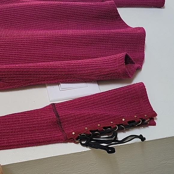 Free People Mountaineer Thermal Top lace-Up Tie Cuff Long Sleeve - Picture 6 of 12